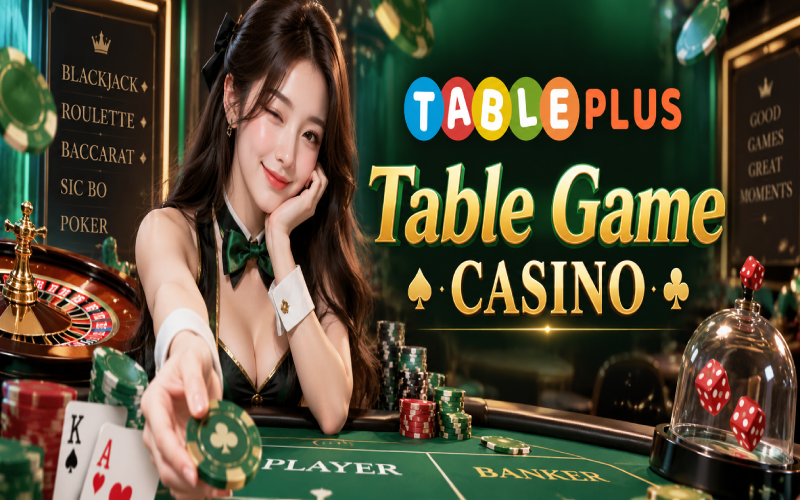 Live table casino environment with roulette, cards and casino chips