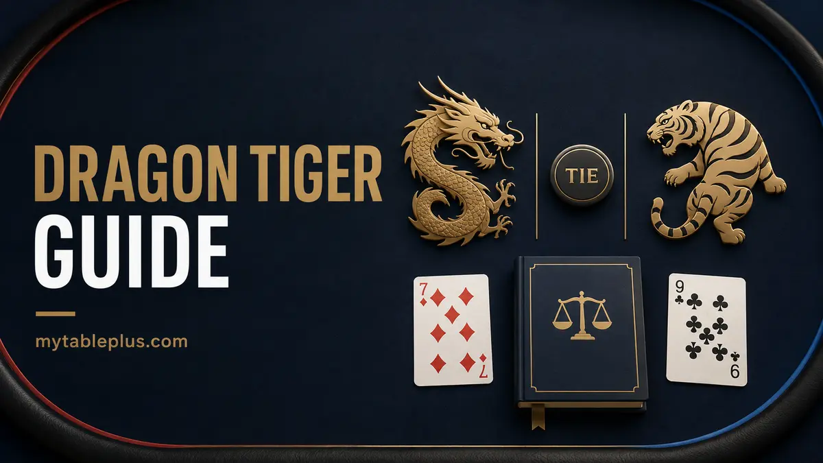 Dragon Tiger card table with Dragon Tiger and Tie betting areas