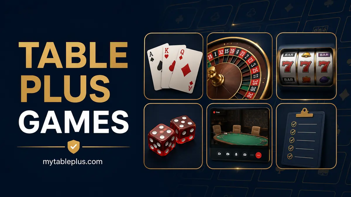 Table Plus game categories including slots and live table games