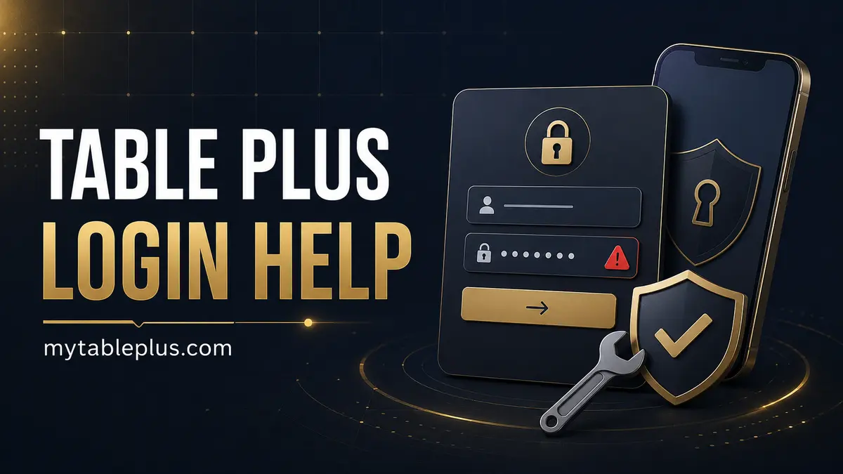 Table Plus login help checklist on a secure account screen
