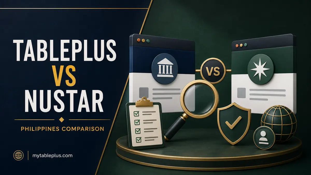 TablePlus versus NUSTAR identity and domain verification comparison